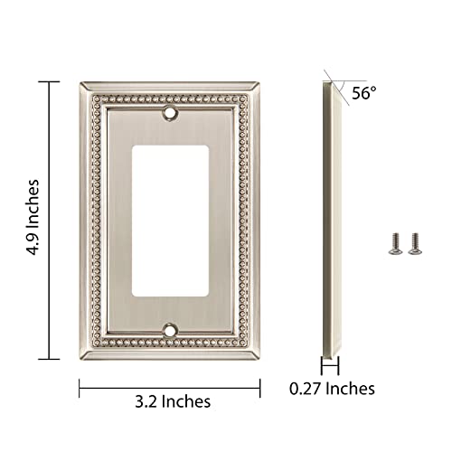 Image of Henne Bery Sunken Pearls Heavy Duty Decorative Wall Plate Switch Plate Outlet Cover (Single Decorator, 3 Pack, Satin Nickel)