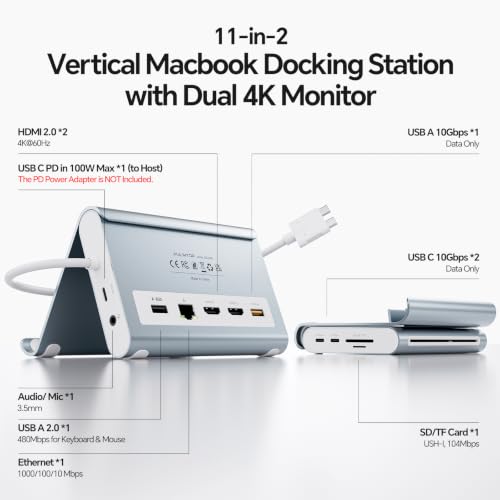 Image of MacBook Docking Station Dual Monitor 4K@60Hz for MacBook Pro /Air M4 /M5