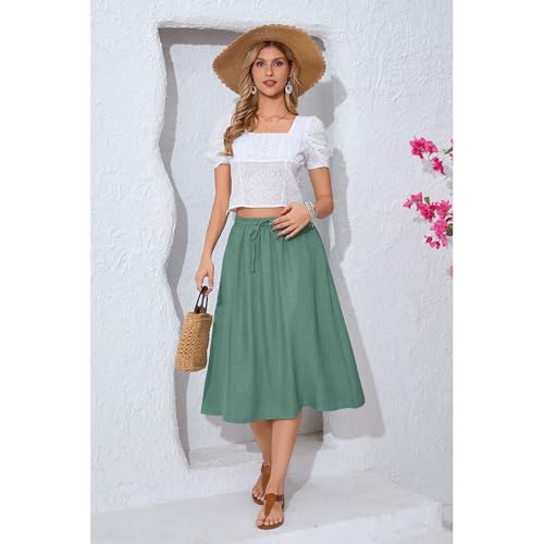 Image of Witsmile Women's Summer Pleated High Waisted Casual Flowy Skirt Pockets
