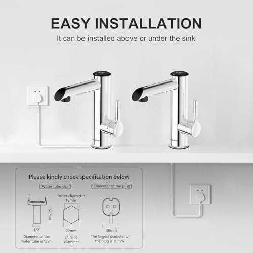 Robustes Briwellna Warmwasserhahn-Design mit IPX4-Schutz - Detailansicht von Briwellna Elektrischer Warmwasserhahn Test �...