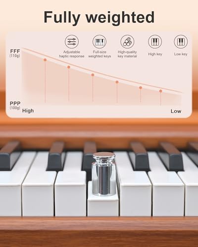 Image of 88 Key Full Weighted Electric Piano Keyboard with Stand-Professional Digital Piano, Full-Size Hammer-Action Keyboard for Beginners, with Sheet Music Stand, Pedal, USB-MIDI & Headphone Mode
