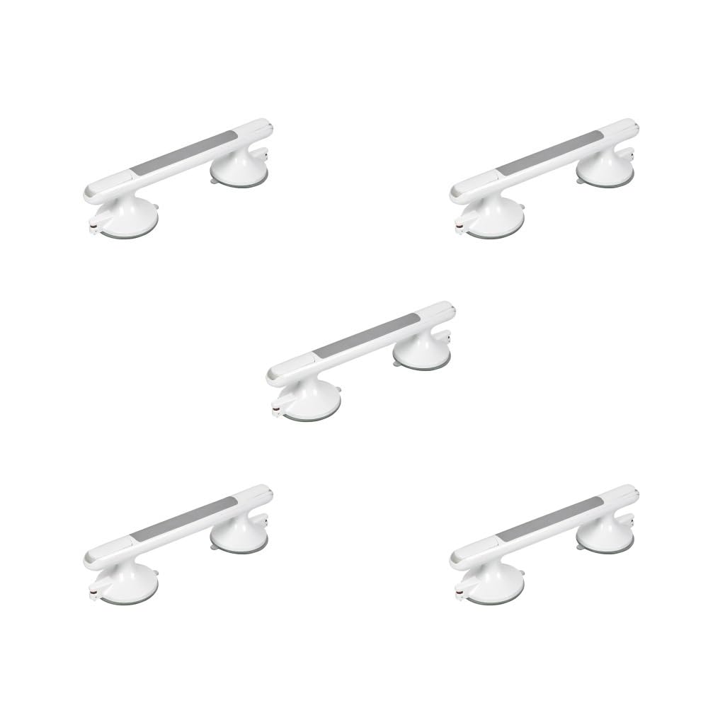 Juego de 5 barras de agarre impermeables portátiles grandes con ventosa para bañera, baño, inodoro