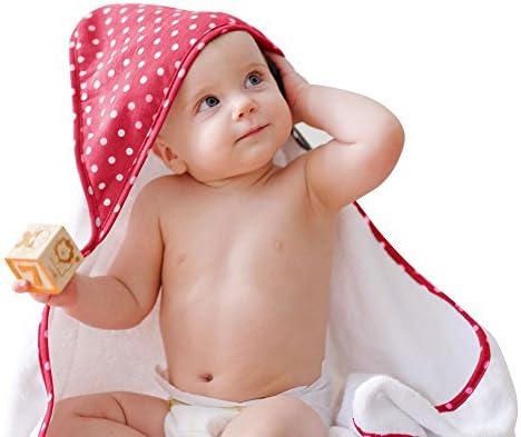 Winston York Premium Bamboo Hooded Baby Towel, Extra Soft and Large 35x35, Hypoallergenic, Sized for Toddler, Boys, Girls, Pink Polka Dot