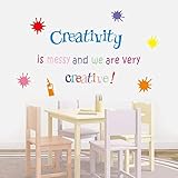 IARTTOP Inspirational Quote Wall Decal, Creativity is Messy and We are Very Creative Wall Sticker, Splatter and Splotches Mural Wall Art Decor for Classroom Nursery Wall Decorations