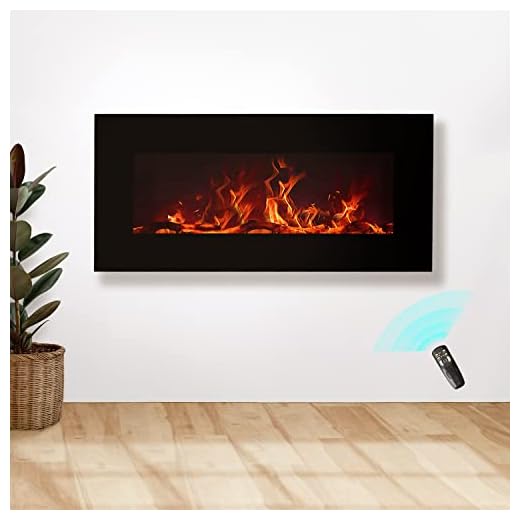 FLAME&SHADE 34 Inch Wide Electric Fireplace, Wall Mounted or Freestanding Portable Room Heater with Infrared Remote, 1500/750w