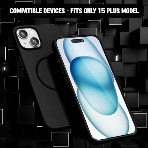 Image of Kratos Active Grip Silicone Case Cover Compatible with iPhone 15 Plus - Enhanced Protection, Wireless Magnetic Charging Case with Raised Edge Camera & Screen Protection, Shock-Resistant Design Black