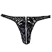 Raenseen Mens Sexy Lingerie Bikini Underwear Shiny Metallic Zipper Open Front G-String Thongs Underwear Black Medium