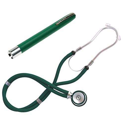Stéthoscope Rappaport double tête vert avec sa lampe en plastique assortie