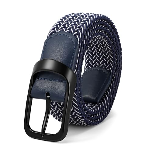 Image of JASGOOD Stretch Belt for Men, Men Women Elastic Woven Braided Belt 1 3 /8 Casual Belt Golf Belt for Jeans Pants