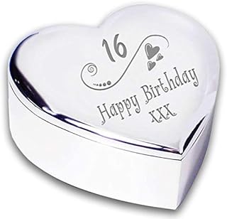 Chris Bag Of Goodies 16th 16 Sixteenth Birthday Hearts Swirls and Heart Shaped Trinket Box Novelty Keepsake Gifts for Girls Her