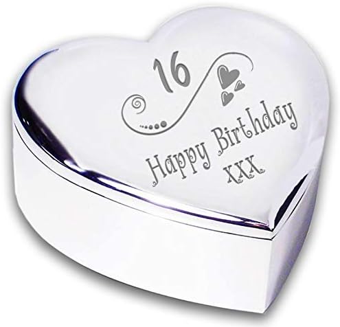 Chris Bag Of Goodies 16th 16 Sixteenth Birthday Hearts Swirls and Heart Shaped Trinket Box Novelty Keepsake Gifts for Girls Her
