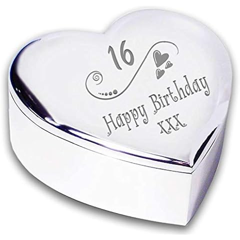 Chris Bag Of Goodies 16th 16 Sixteenth Birthday Hearts Swirls and Heart Shaped Trinket Box Novelty Keepsake Gifts for Girls Her Cover