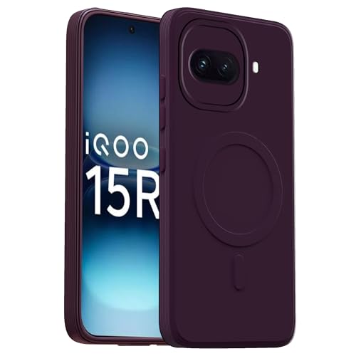 Image of amazon basics Back Cover for IQOO 15R 5G Soft Matte Silicone Mag-Safe Design (Mag-Safe Not Support) Camera Protection | Slim Fit Bumper Cover (Purple)