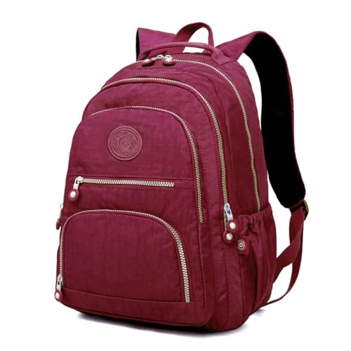 Mochila Bolsa Leve Fofa Feminina Bordo Vinho Fashion Viagem Estudante Casual Faculdade Impermeável