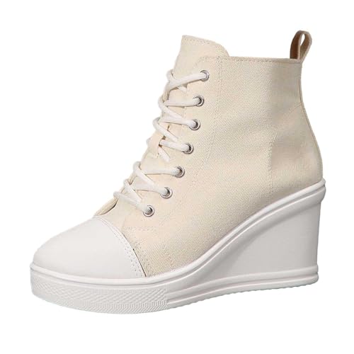 Women's Casual Platform Sneakers Comfortable Lace Up Walking Shoes Fashion Thick Sole Slip On Footwear for Spring