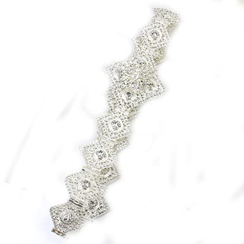 Full Rhinestone Prismatic Moroccan Caftan Belt Metal Waist Chain Ethnic Wedding Bridal Accessories (Color : White-Fruit peach5, Size : 1)