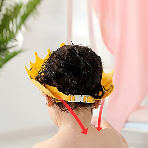 Baby Shower Cap Waterproof Shampoo Hat For Children, Silicone Baby Shower Cap For Bath Toddler Shower Cap Protect Ears Eyes, Crown Shape Adjustable Baby Shower Cap #TOP2