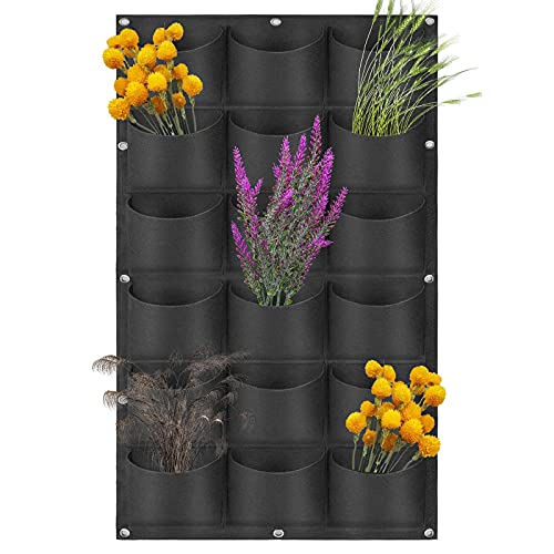 SOUJAP Vertikaler Wandgarten Aus Filz – 2 Stück, Je 100x50 Cm, 18 Taschen, Für Blumen & Kräuter Innen/außen
