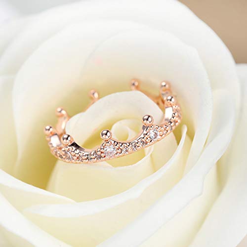 LIOYSIUT Crown Ring Colored Rose Gold White Zirconia Cubic
