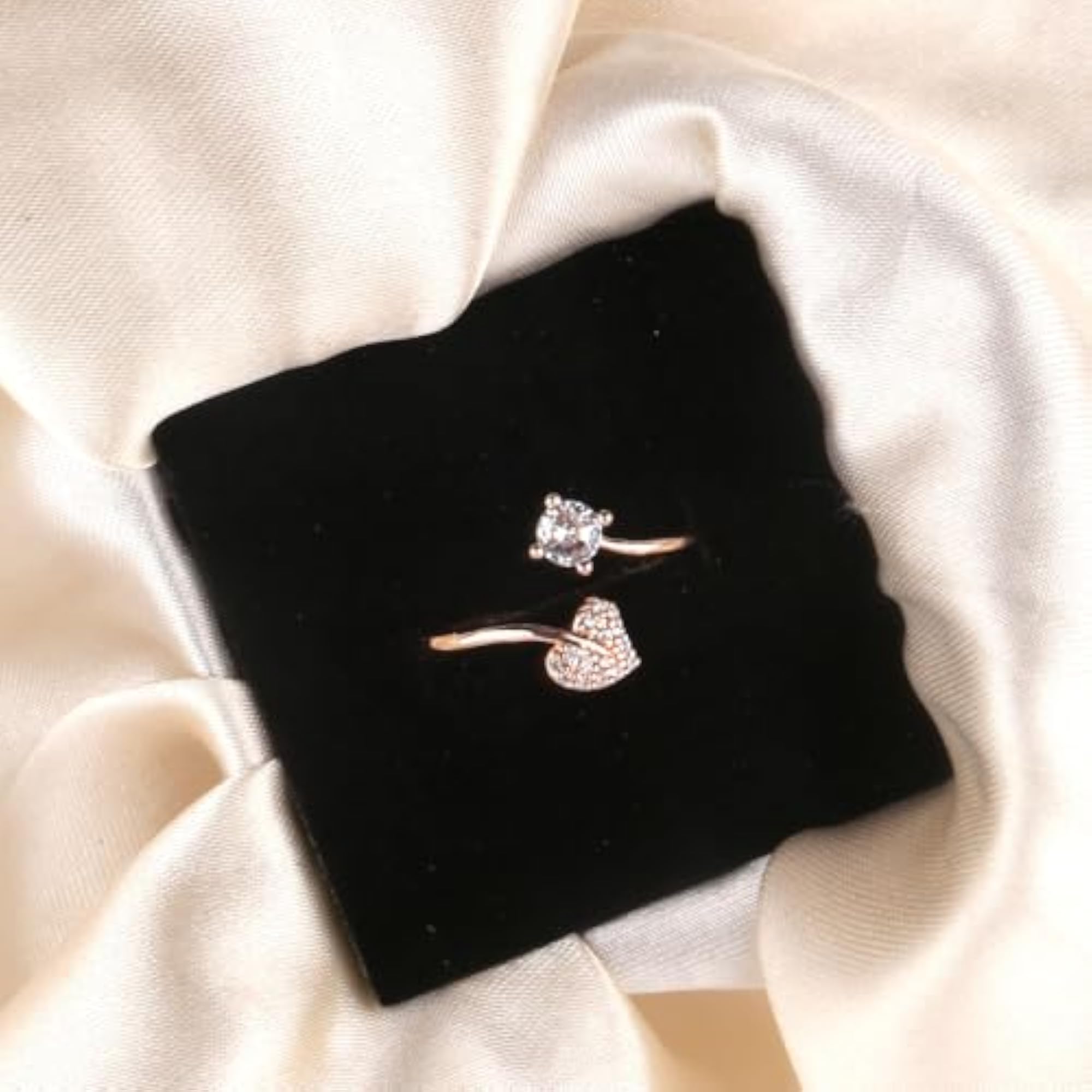 Women's Charming Rose Gold Heart Shape Adjustable Ring