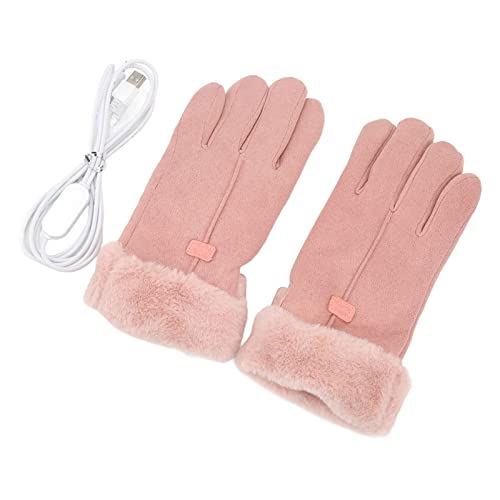 aqxreight Gants Chauffants USB pour Moto, Gants Chauffants USB Roses avec écran Tactile, Température Réglable, Compatibles avec Les Femmes, Le Ski, la Marche, L'équitation Cover