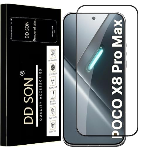 Image of DD SON Premium HD+ Tempered Glass Screen Protector Guard Compatible For Poco X8 Pro Max 5G (Ultrasonic Fingerprint Supported) (6.83 Inch, Pack of 1) | Edge to Edge Coverage