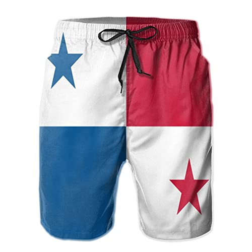 Mens Beach Shorts Flag of Panama 3D Printed Swim Trunks Quick Dry Surf Bathing Suit