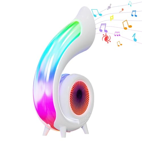 Lámpara de altavoz BT – Pequeña lámpara de altavoz con luz colorida | Lámpara de noche con control táctil con carga inalámbrica, despertador multifuncional con control de aplicación, noche multicolor