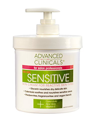 Advanced Clinicals Sensitive Moisturizing Skin Cream 16oz with Pump. Gentle Enough for Your Face, Large Enough to Use on Whole Body! Paraben Free, Fragrance-free. Vegan Friendly.