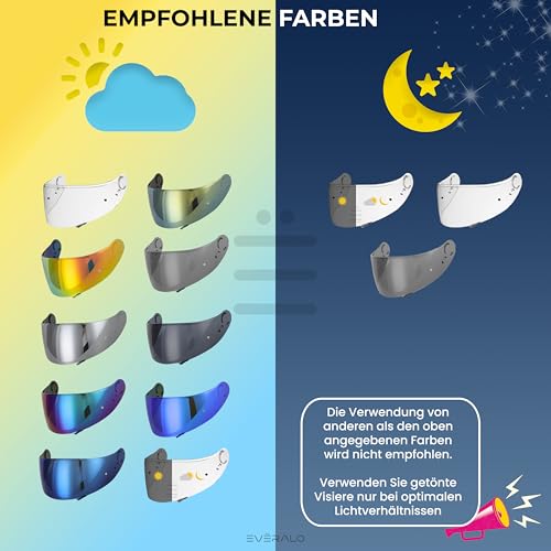 Everalo Kompatibel mit Shoei GT air 2 Visier - Gt Air - Neotec - Opticson - Cns1 - Helmvisier Pinlock Ready - Anti-Kratzer und Anti-Beschlag (Klar)