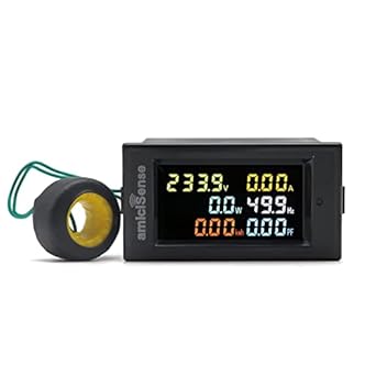 amiciSense Digital Energy Meter Single phase 6 in 1, 40V-300V AC 100A Power Meter with Multi-Colour Display (22kW)