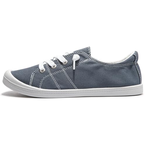 Image of Womens Slip On Shoes, Canvas Low Top Sneakers, Casual Classic Flat Shoes | Comfort Fashion Sneaker with Non Slip Rubber Outsole, Lightweight Tennis Shoes for Walking, Shopping, Picnic, Travel