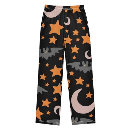 Boys' Pants Bat Moon and Star Halloween Long Bottoms Jogger Pants Elastic Waist Trousers with Pockets S-XL