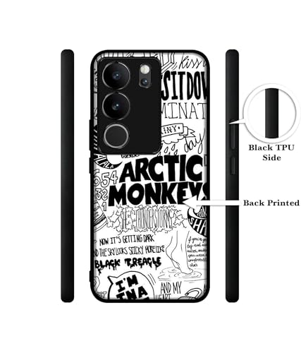 Image of Arctic Monkeys Pattern Design Premium 2D Printed Metal Back Case Cover for Vivo V29 5G / V29 Pro 5G, Multi Colour
