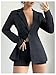 SweatyRocks Women's 2 Piece Outfits Long Sleeve Button Blazer and Fitted Shorts Business Suits Black Small