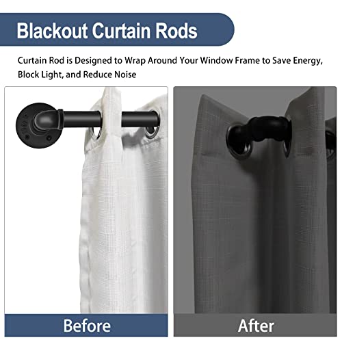 1 Inch Industrial Curtain Rod, Curtain Rods For Windows 48 To 84, Pipe Wrap Around Curtain Rod, Indoor/Outdoor Curtain Rod, Room Divider Curtain Rod, Blackout Curtain Rod 48-86 Inch: Black #TOP2