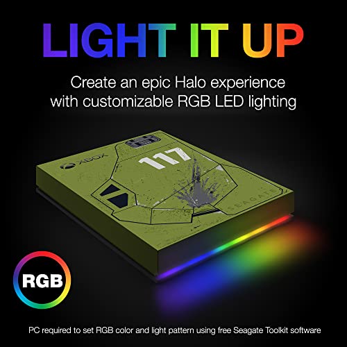 Image of Seagate Game Drive for Xbox Halo Infinite SE 5TB External Hard Drive HDD, USB 3.2 Gen 1 for, Customizable RGB LED Lighting and 3-Year Data Recovery Services (STKX5000400)