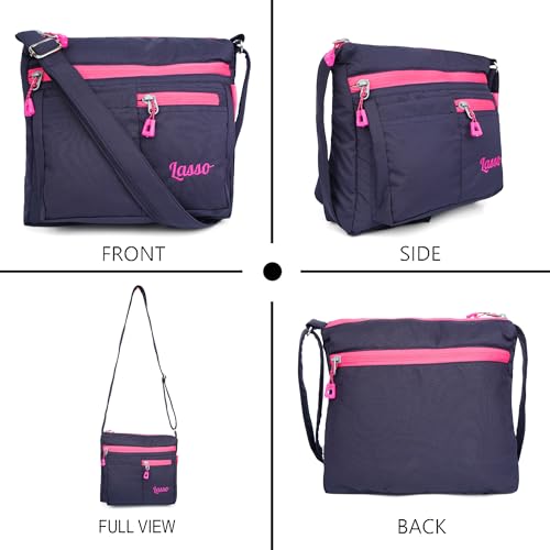 Image of Lasso Sling Bag For Women with Adjustable Strap Stylish Ladies Crossbody Polyester Sling Bag for Office, Causal, Travel & College | 5L Capacity & 5 Multiple Pockets (4 Zip & 1 Open Pocket)