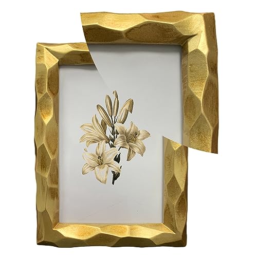 Image of Art Street Geometric Stereo Photo Frame For Home Decoration, Wedding Dress Display Frame For Table Top Desk, Birthday, Wedding & Return Gift - Royal Gold (Size: 4x6 Inch)