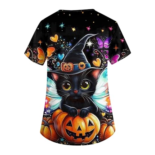 OIOLOYJM Printed Scrub Tops Women Short Sleeve V Neck Plus Size Scrubs for Womens Nursing Uniforms Shirts with Pockets