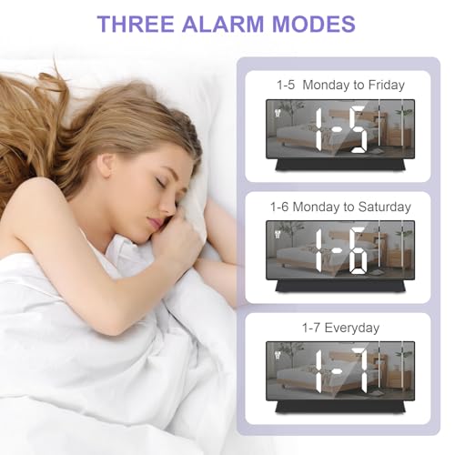 Projection Alarm Clock, Large Screen Projector Clock for Bedroom Ceiling, Digital Clock with 180° Projector, 4 Levels Brightness, Alarm Clock Projector with Temperature Date Snooze 12H/24H - Image 5