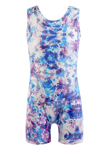 Image of EQSJIU Gymnastics Leotards for Girls Kids Rainbow Mosaic Mermaid Butterfly Stars Leopard Galaxy Tie Dye Cosmos Leopard
