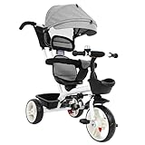 BCOATH Verstellbares Dreirad mit Sonnenschutz Robuster Tricycle Kinderwagen aus Kunststoff und Metall Leichtes Junge Mädchen Dreirad für Jungen und Mädchen für Familienausflüge