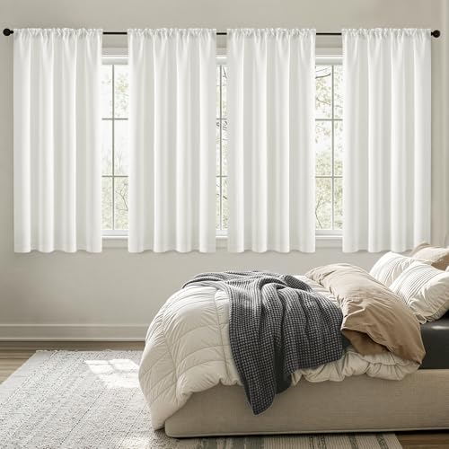 Image of MIULEE Natural Room Darkening Bedroom Curtains 63 Inch Length 4 Panels