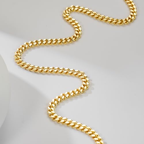 5mm 14K Gold Necklaces for Women Gold Cuban Link Chain for Mens Golden Chain Necklace Dainty Necklace Shine That Never Fades Golden Jewelry for Women 16,18,20,22,24in3