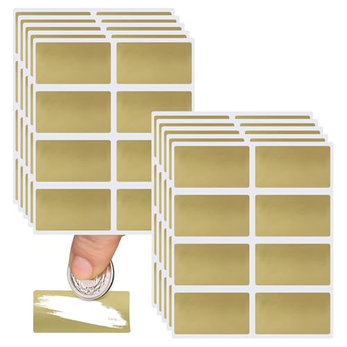 VEGCOO 272 Pcs Cartes à Gratter, 42 x 23mm Autocollant à Gratter, Scratch Card Sticker, Cartes à Gratter Rectangle pour DIY Carte Postale Surprise Secret,...