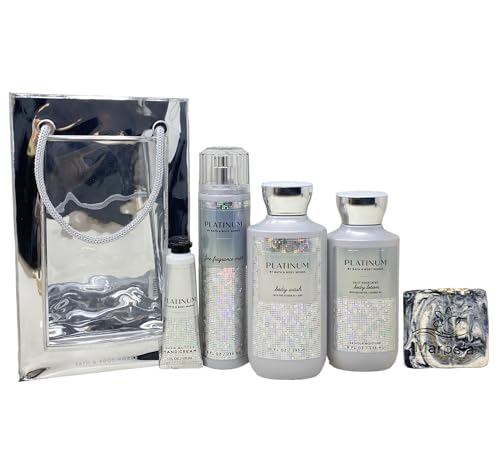 Bath & Body Works Platinum Deluxe Gift Bag Set - Fragrance Mist, Body Wash, Body...