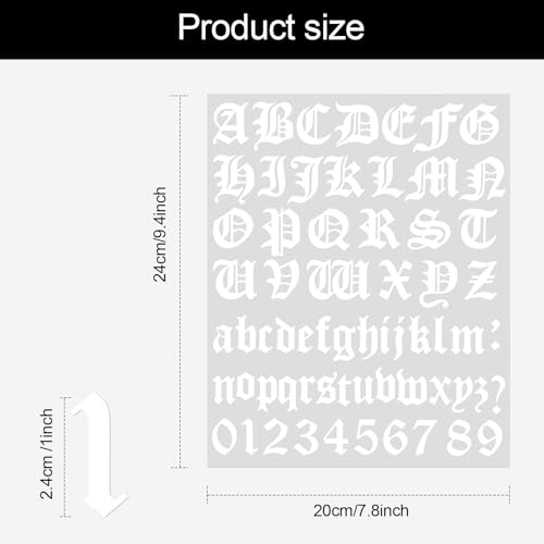 Image of Teling 8 Sheets Letter Stickers Vinyl Old English Alphabet Number Stickers Self Adhesive Stick on Letters for Back to School Scrapbooking DIY Art Business Mailboxes Address Craft(1 Inch,White)