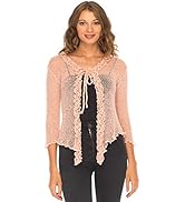 SHU-SHI Womens Sheer Shrug Cardigan Sweater Lightweight Knit Ruffle Shrug