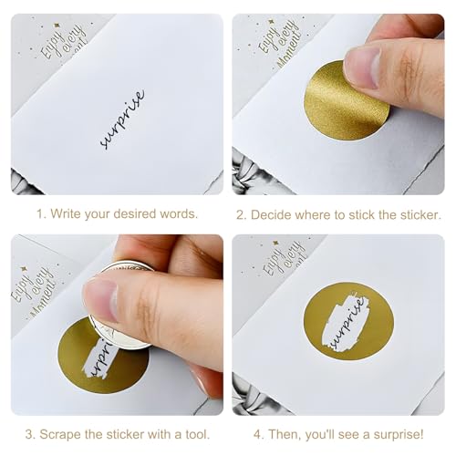 900 Stück Goldene Runde Rubbelaufkleber,2.5cm Rubbellose Selber Machen,Diy Etiketten Für Überraschung Geeignet Postkarten Geschenke